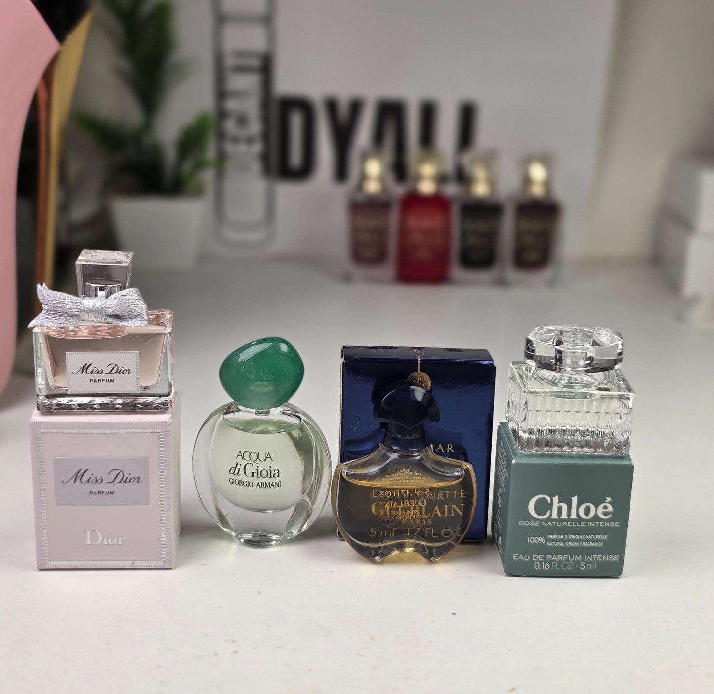 . Pack 4 Miniatures Chloe + Armani + Guerlain + Dior