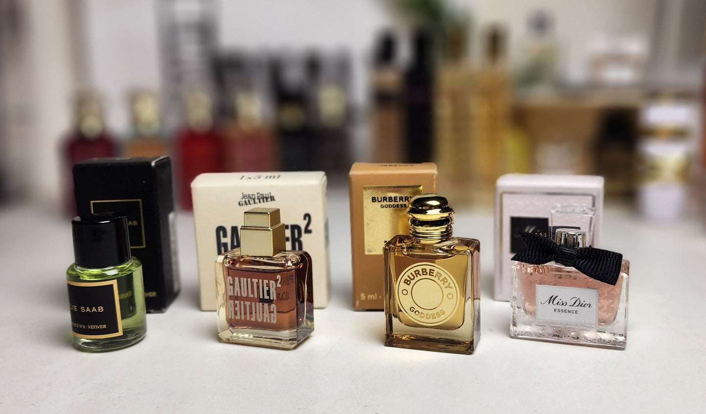 .Pack 4 Miniatures Dior + GODDESS + JPG + ELIE SAAB