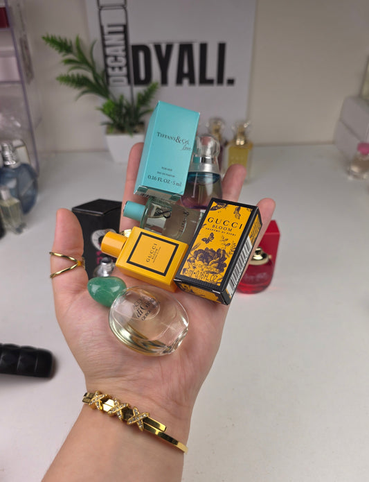 . Pack 4 Miniatures Gucci + Tiffany&Co + Ester Lauder + Armani