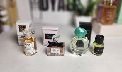 .pack 4 miniatures Dior + Replica + Armani + Elie Saab