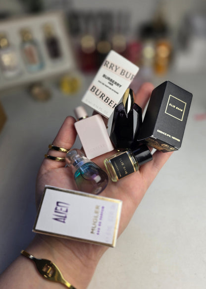 .Pack 4 Miniatures Burberry + Alien + Elie Saab + Ester Lauder
