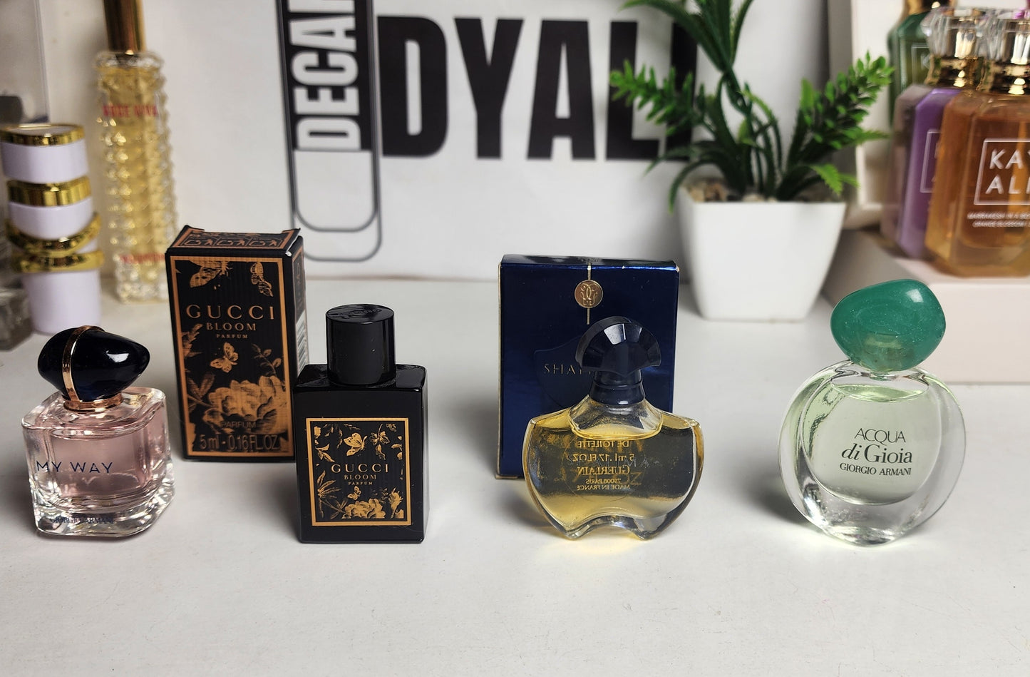 .pack 4 miniatures Guerlain + Armani + My Way + Gucci
