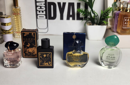 .pack 4 miniatures Guerlain + Armani + My Way + Gucci
