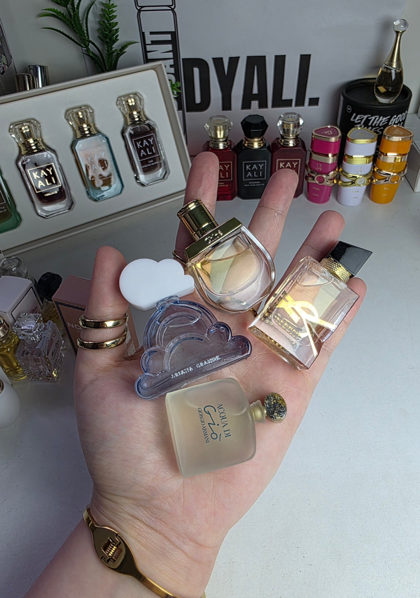 . Pack 4 Miniatures YSL + Cloud + Chloe + Armani