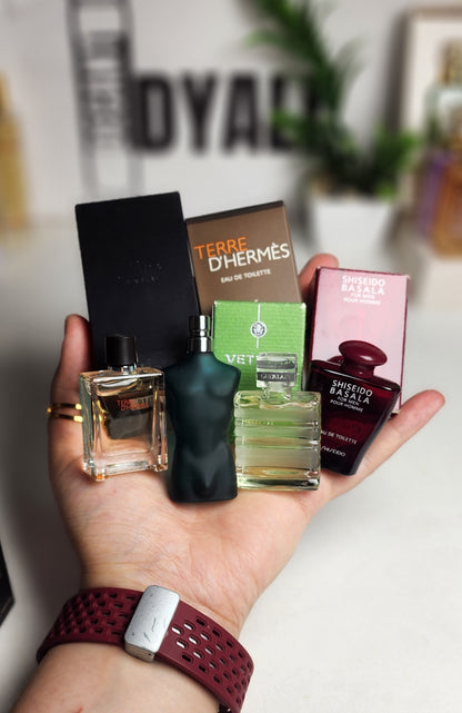 .pack 4 miniatures pour homme JPG + Shiseido + Hèrmes + Guerlain